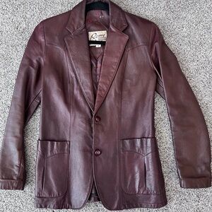 Vintage Remy Buttery Soft Leather Burgundy Front Pocket Women’s Jacket Blazer 6